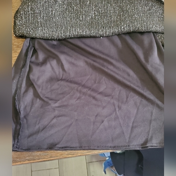 ZARA Basic Women's Silver Sequin Skirt  White Elastic Waistband lined Size XS - Picture 3 of 5